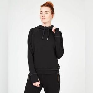 Sweaty Betty Rhythm Merino Black Hoodie Sweatshirt